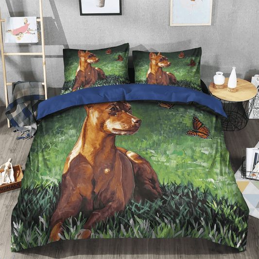 Bohemian Soft Duvet Cover Set, Funny Pug Dog Bedding set, Pug Queen Size Bedding Set, Pug Hippie Bedding Set, Gifts for Pug