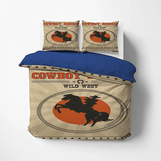 Golden Cowboys King Size Bedding Set, Cowboy Bedding set, Horse Lover Soft Duvet Cover Set, Cowboy Western Bedding Set, Gifts for Cowboy