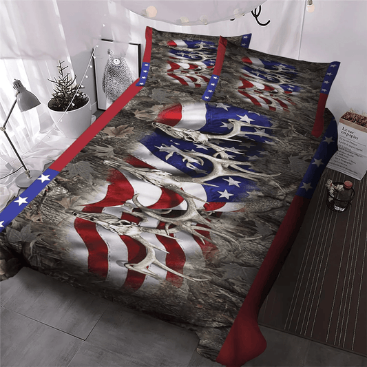 Christmas Deer Bedding set, Dear Deer Stag Head King Size Bedding Set, Hunting Soft Duvet Cover Set, Deer Hunting Bedding Set, Gifts for Hunting