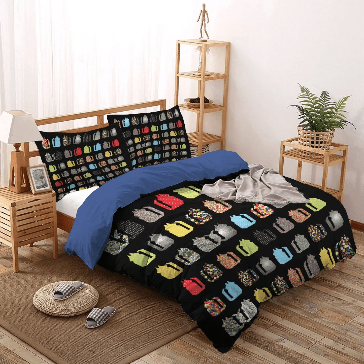 Cat Paw Soft Duvet Cover Set, Cat Tracks Bedding set, Cat King Size Bedding Set, Cat Bedding Set, Gifts for Cat