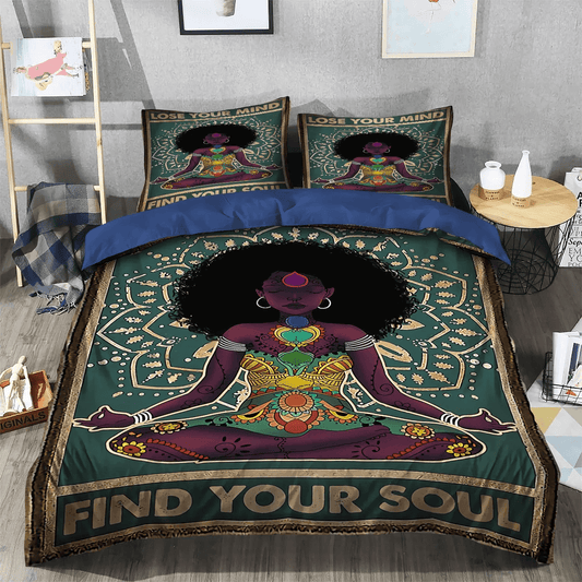 Black Girl Superhero Bedding set, Yoga Giraffe Soft Duvet Cover Set, Black Girl Queen Size Bedding Set, Black Girl Yoga Bedding Set, Gifts for Yoga