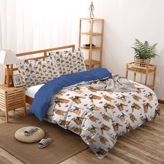 Fox Terrier Dog Lover Soft Duvet Cover Set, Terrier Bedding set, Welsh Terrier Heart Bedding Set, Gifts for Terrier