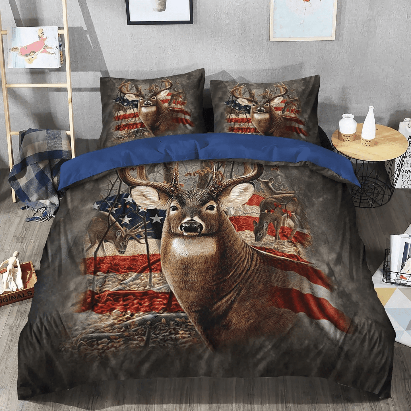 Personalized 3-piece Duvet Cover Bedding Set  Christmas Deer Bedding set, Deer King Size Bedding Set, Hunting Queen Size Bedding Set, Deer Hunting Deer Bedding Set, Gifts for Hunting