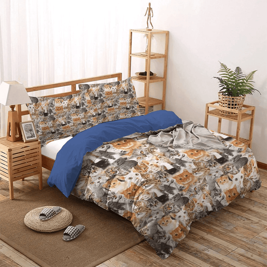 Cat King Size Bedding Set, Cat Paw Soft Duvet Cover Set, Cat Tracks Queen Size Bedding Set, Cat Lovers PTS Bedding Set, Gifts for Cat