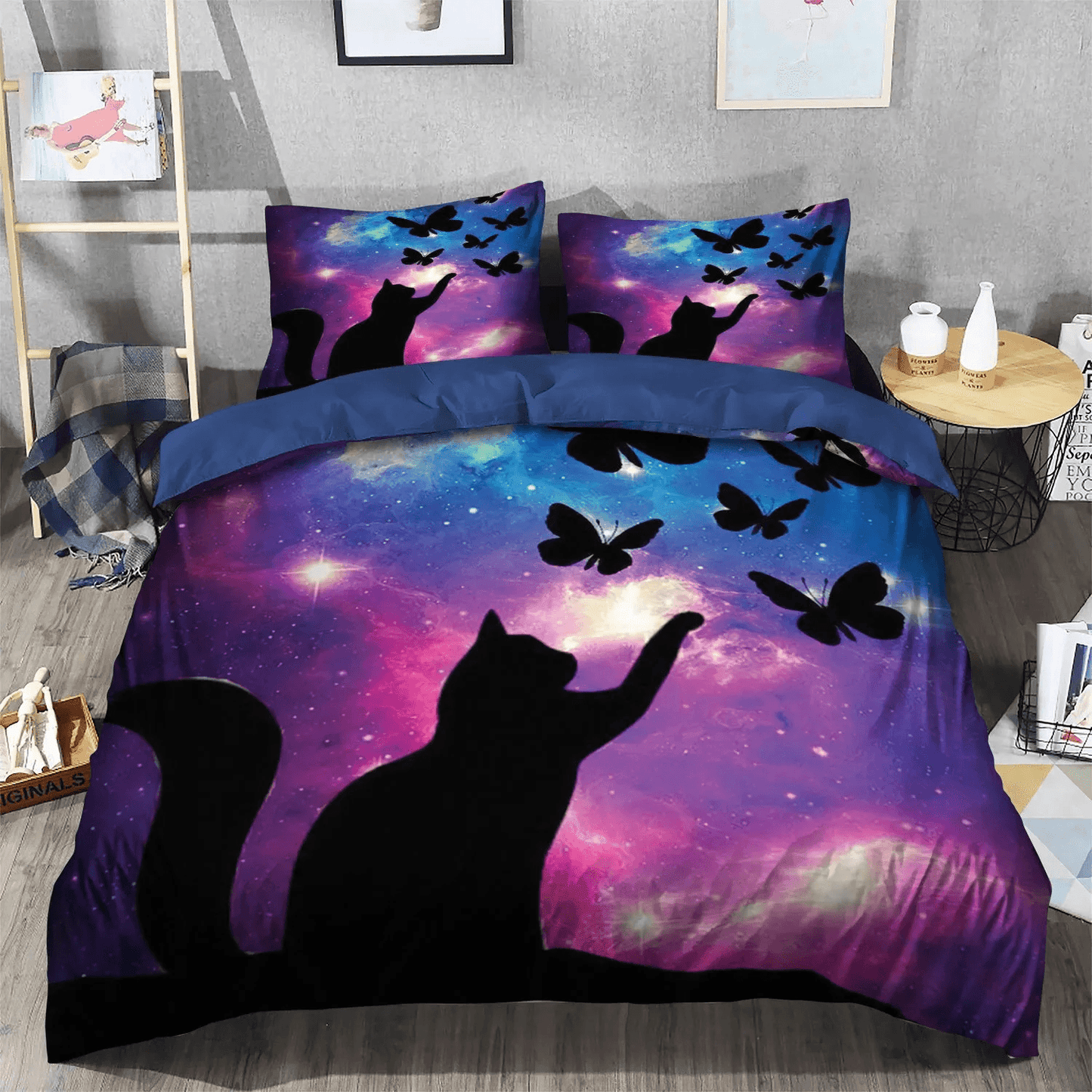 Cat Tracks Bedding set, Cat Soft Duvet Cover Set, Cat Paw King Size Bedding Set, Cat Bedding Set, Gifts for Cat