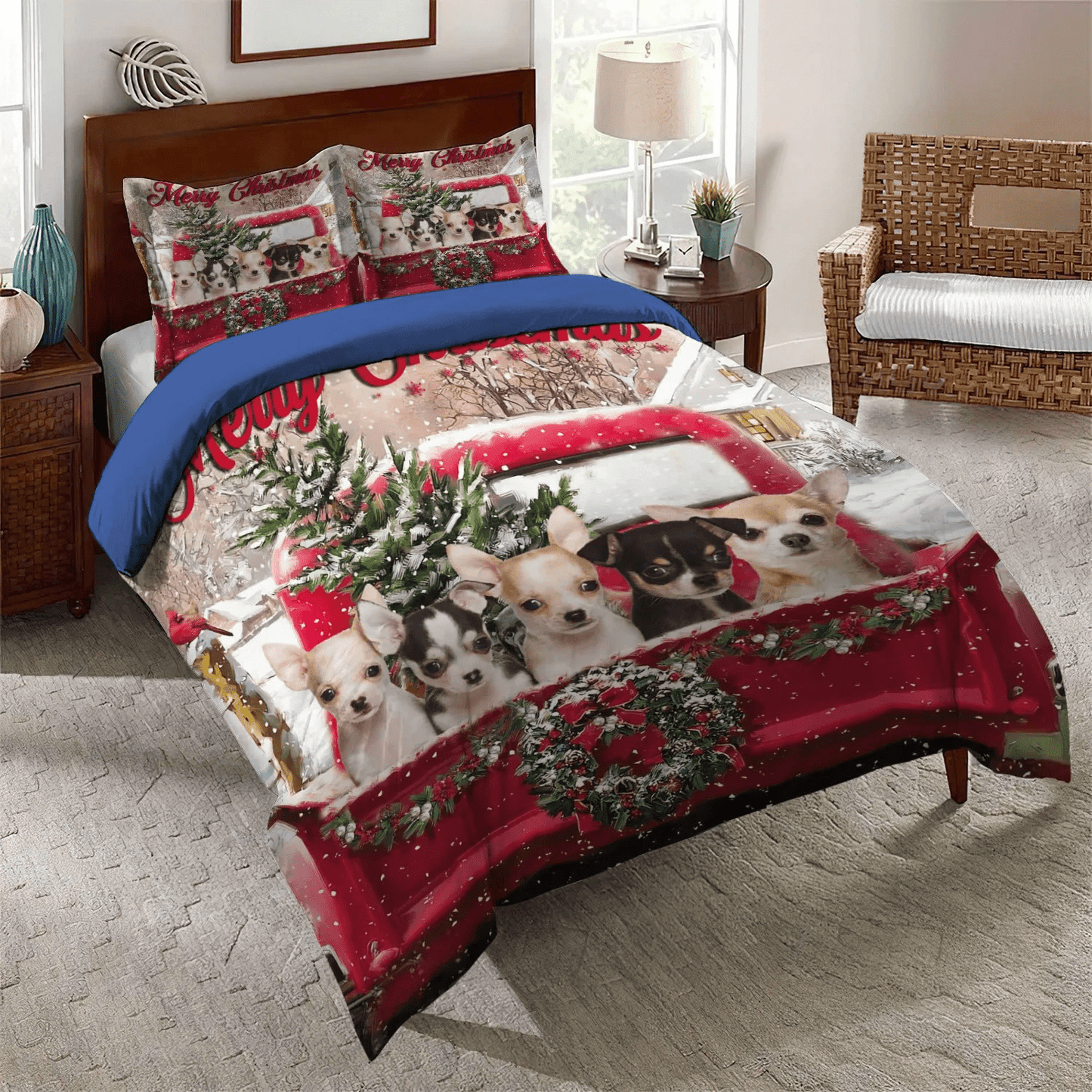 Chihuahua Owner Queen Size Bedding Set, Chihuahua Dog Lover Soft Duvet Cover Set, Chihuahua Bedding Set, Gifts for Chihuahua