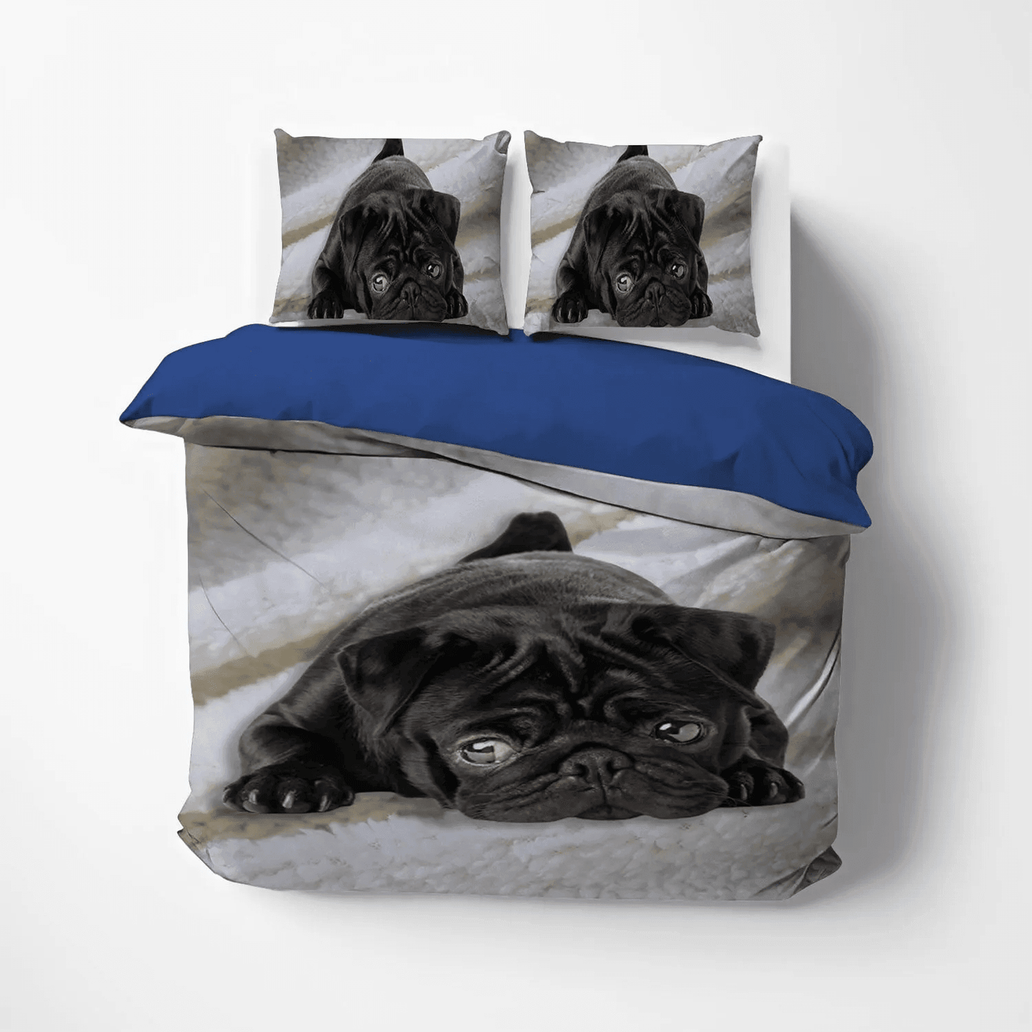 Cute Pug Soft Duvet Cover Set, Funny Pug Dog King Size Bedding Set, Pug Lover Queen Size Bedding Set, Pug Ver LTTL Bedding Set, Gifts for Pug