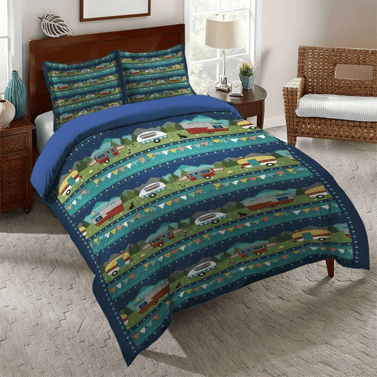 Camping Matching Soft Duvet Cover Set, The Sassy Camper Hologra Bedding set, Camping Camper Line Bedding Set, Gifts for Camper