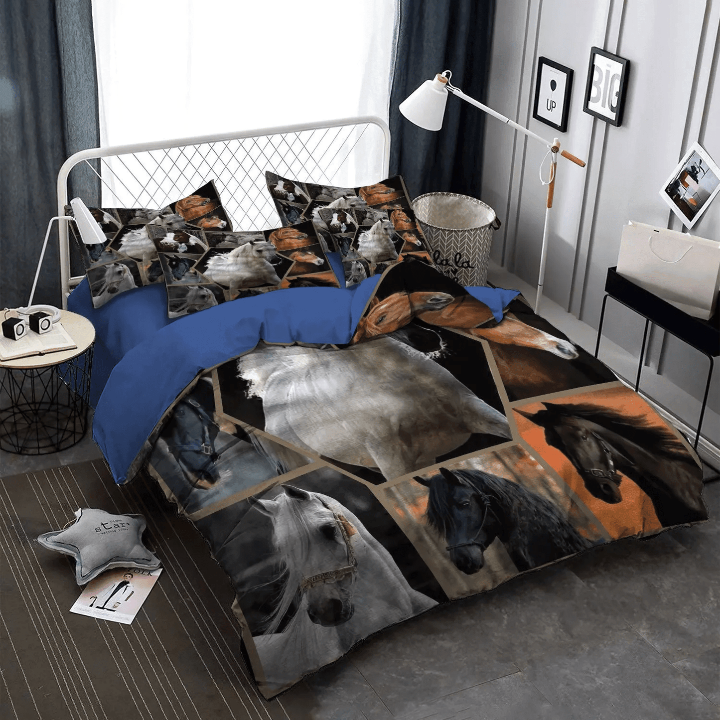 Abstract Horse Bedding set, Galloping Horse Soft Duvet Cover Set, Horse Queen Size Bedding Set, Horse Bedding Set, Gifts for Horse