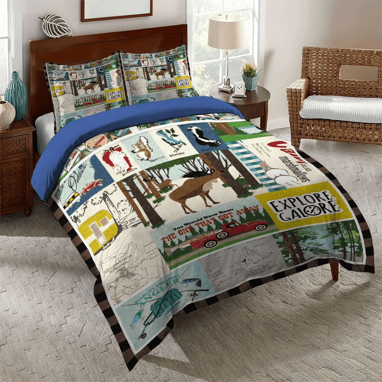 Camping Matching Soft Duvet Cover Set, The Sassy Camper Hologra Bedding set, Camping King Size Bedding Set, Camping Bedding Set, Gifts for Camping