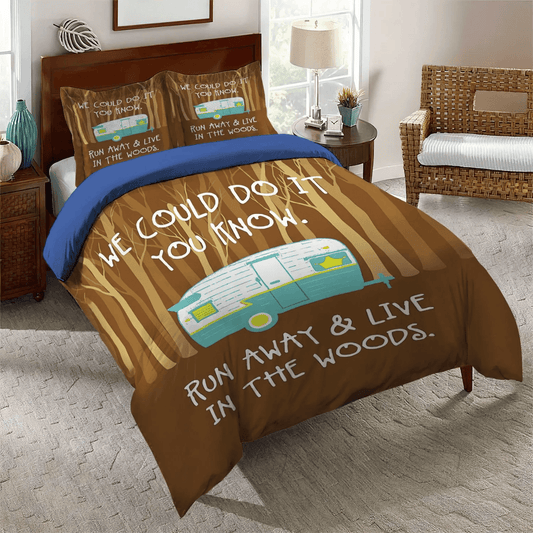 Camping Queen Size Bedding Set, The Sassy Camper Hologra Soft Duvet Cover Set, Camping Bedding Set, Gifts for Camping