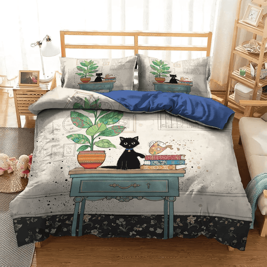 Cat Tracks Soft Duvet Cover Set, Cat Paw King Size Bedding Set, Cat Bedding set, Cat Born To Be Free Bedding Set, Gifts for Cat