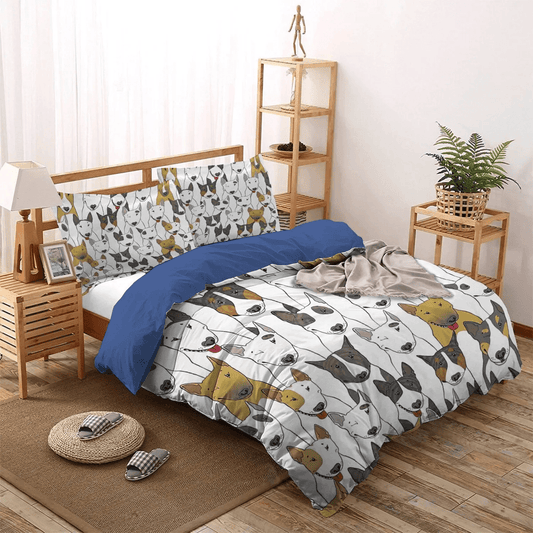 Bull Terrier Mom Soft Duvet Cover Set, Bull Terrier Lover King Size Bedding Set, Bull Terrier Bedding Set, Gifts for Bull Terrier