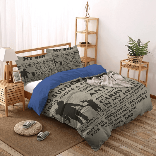 Great Dad Soft Duvet Cover Set, Fathers Day Bedding set, Father Queen Size Bedding Set, Family My Son Love Dad Bedding Set, Gifts for Son