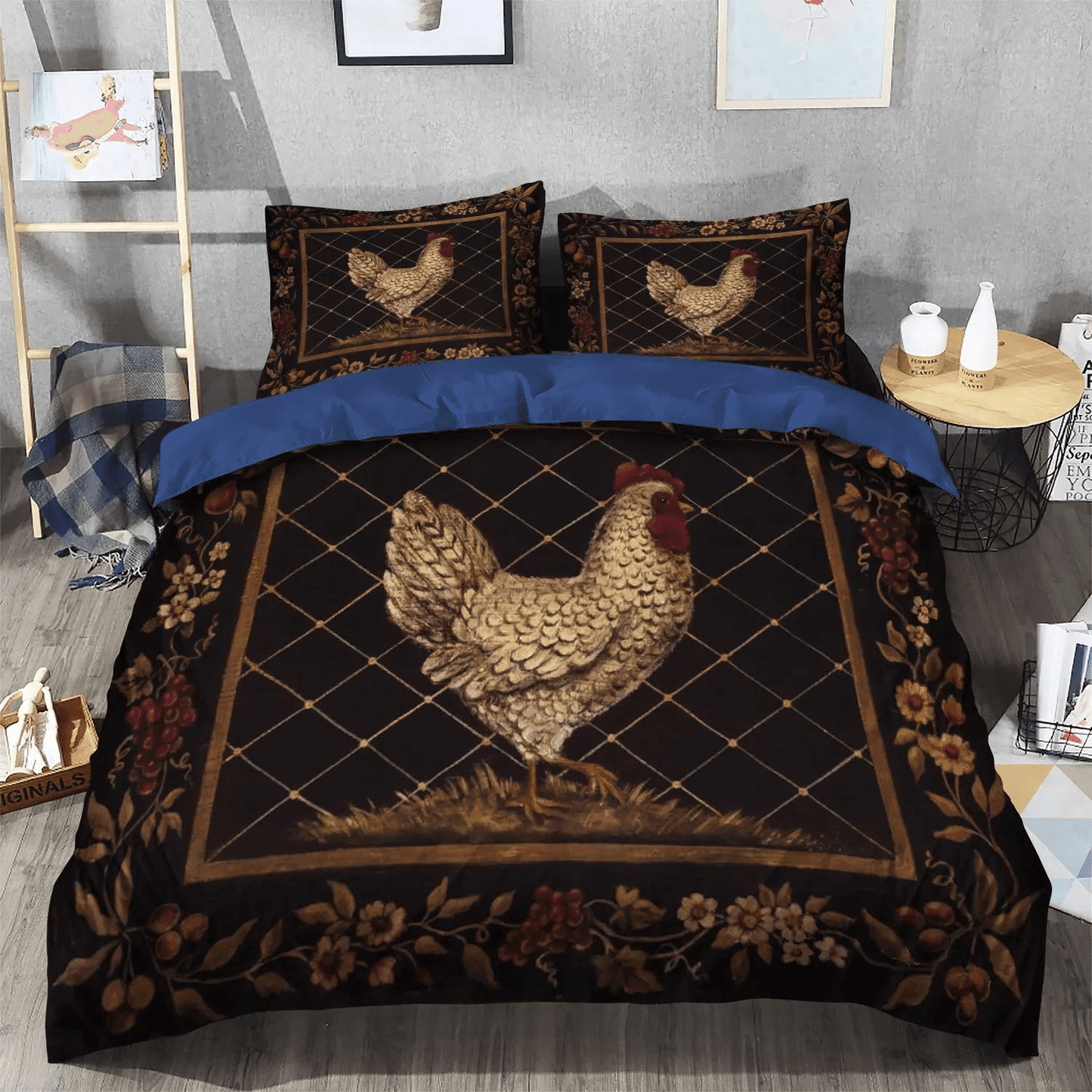 Chicken Mom Bedding set, Chicken Soft Duvet Cover Set, Chicken Dandel Queen Size Bedding Set, Chicken Bedding Set, Gifts for Chicken
