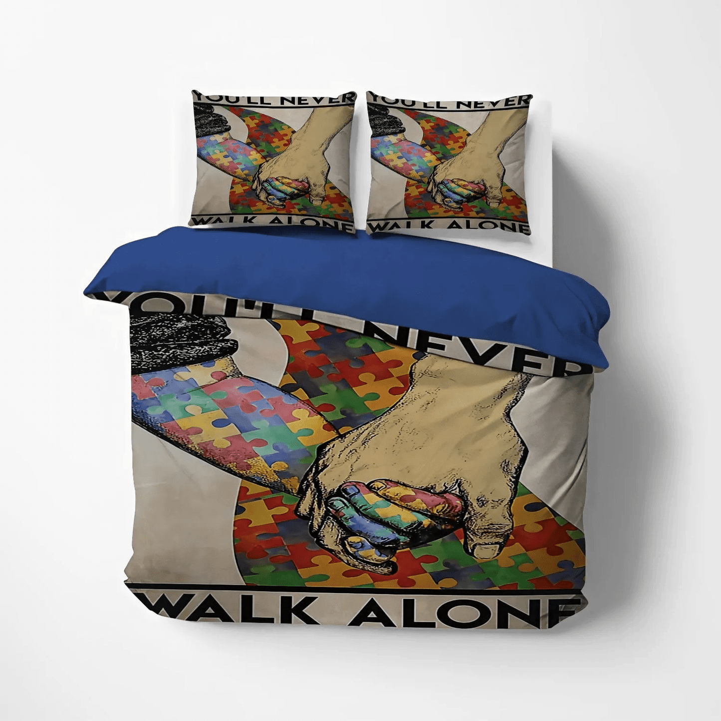 Autism Awareness Soft Duvet Cover Set, Autism King Size Bedding Set, Autism Mom Queen Size Bedding Set, Autism Bedding Set, Gifts for Autism
