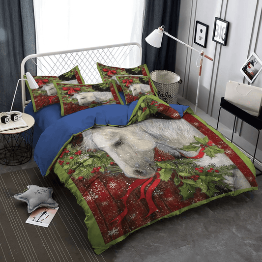 Personalized 3-piece Duvet Cover Bedding Set  Colorful Horse King Size Bedding Set, Horse In Motion Queen Size Bedding Set, Christmass Bedding set, Horse Christmas Bedding Set, Gifts for Horse