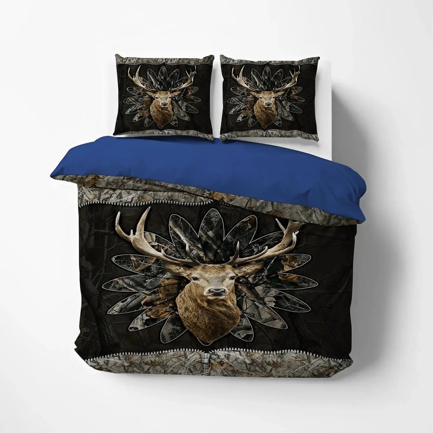 Christmas Deer Bedding set, Huntings Soft Duvet Cover Set, Deer Hunting NHM Bedding Set, Gifts for Deer