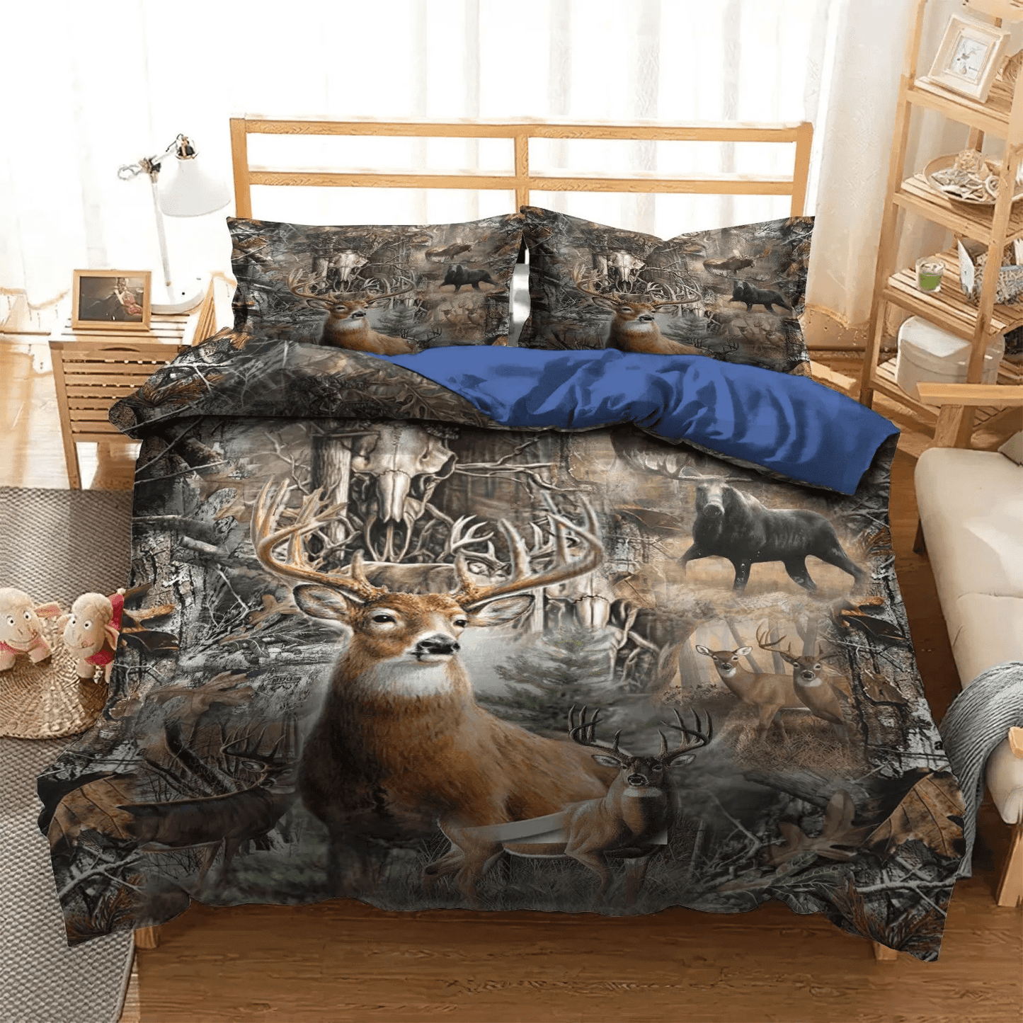 A Righteous Man Goes Hunting Bedding set, Funny Hunting Soft Duvet Cover Set, Hunting Story Strength Bedding Set, Gifts for Hunting
