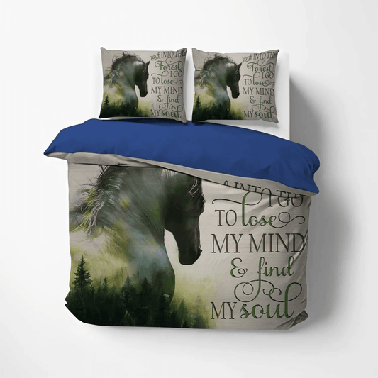 Cool Forest Fox King Size Bedding Set, Forest Fox Lover Soft Duvet Cover Set, Horse And Into The Forest Bedding Set, Gifts for Forest