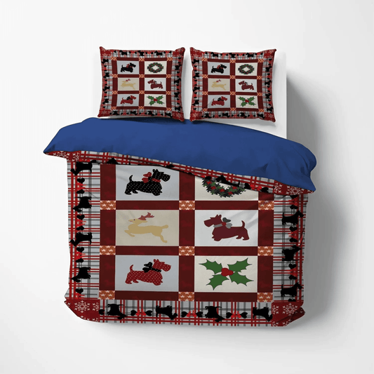 Personalized 3-piece Duvet Cover Bedding Set Scottish Terrier Mom Floral King Size Bedding Set, Scottish Terrier Scottish Terrier And Christmas Bedding Set, Gifts for Scottish Terrier