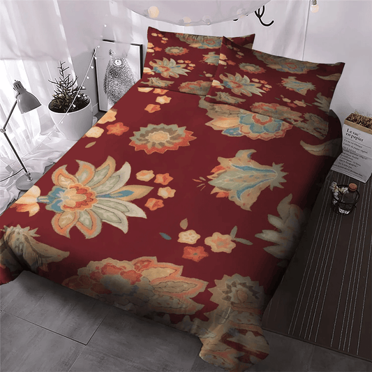 A Girl And Her Horse Among The Cherry Blossoms Soft Duvet Cover Set, Cherry Blossom Cup Bedding set, Jaipur Blossom Bedding Set, Gifts for Blossom