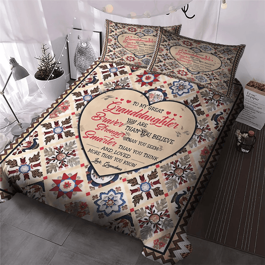 Granddaughter Lover Soft Duvet Cover Set, Granddaughter King Size Bedding Set, To My Granddaughter Grandma Bedding Set, Gifts for Granddaughter
