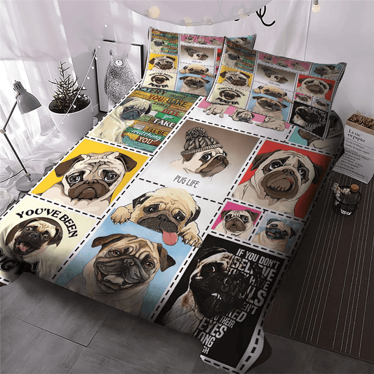 Funny Pug Dog Soft Duvet Cover Set, Pug Lover Bedding set, Cute Pug King Size Bedding Set, Pug Life Bedding Set, Gifts for Pug