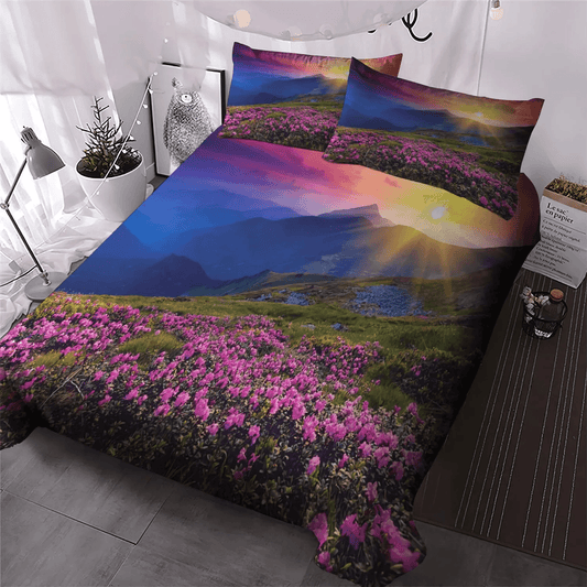 Flower Girl King Size Bedding Set, Sea Horse Soft Duvet Cover Set, Purple Flower Sea Bedding Set, Gifts for Sea