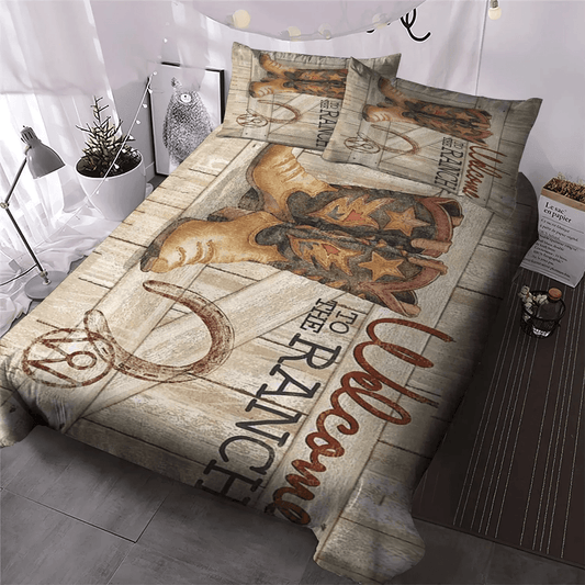 Cowboy Love Queen Size Bedding Set, Cowboy Soft Duvet Cover Set, Horse Lover King Size Bedding Set, Cowboy Boots Bedding Set, Gifts for Cowboy