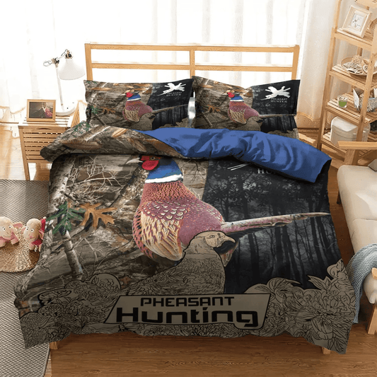 American Flag Deer Hunting Soft Duvet Cover Set, Huntings King Size Bedding Set, Pheasat Hunting Bedding Set, Gifts for Hunting