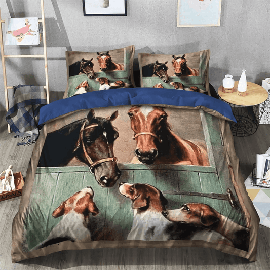 Colorful Horse Soft Duvet Cover Set, Abstract Horse Bedding set, Horse In Motion King Size Bedding Set, Horse Bedding Set, Gifts for Horse
