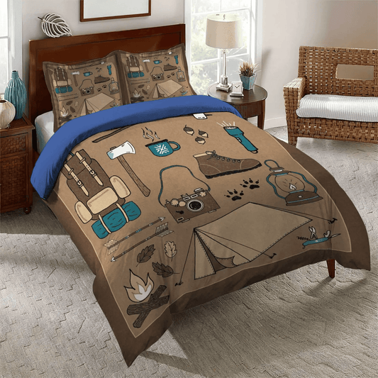 Camping Bedding set, Camping Matching Queen Size Bedding Set, Camping Matching Soft Duvet Cover Set, Gifts for Camping