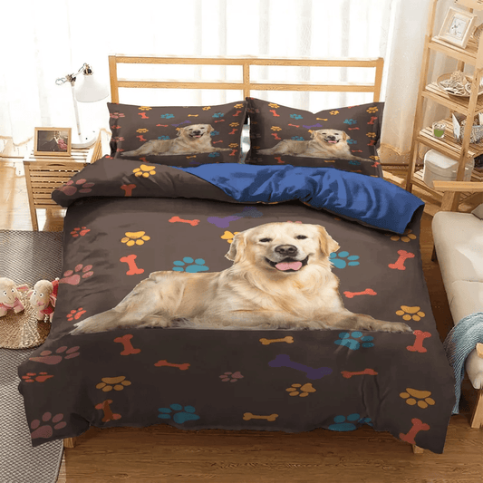 Golden Retriever Bedding set, Dark Brown Dog Soft Duvet Cover Set, Golden Retriever Brown Bedding Set, Gifts for Golden Retriever