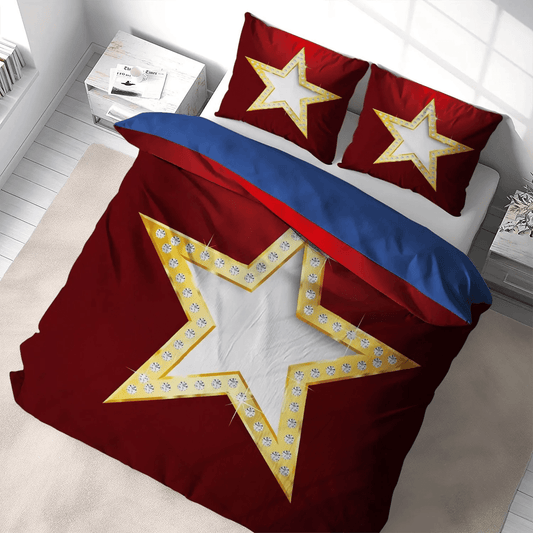 Golden Retriever Dog Soft Duvet Cover Set, Star Of The East Queen Size Bedding Set, Golden Star Bedding Set, Gifts for Star