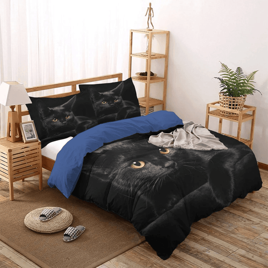 Black Cat Foals Soft Duvet Cover Set, Black Cat Nsn Transparent Bedding set, Gifts for Black Cat