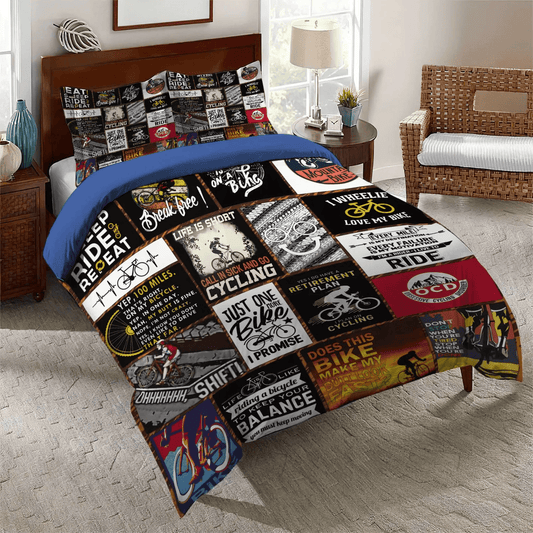 Cycling Soft Duvet Cover Set, Cycling Octopus Wallet Bedding set, Cycling Just One Bike Bedding Set, Gifts for Cycling