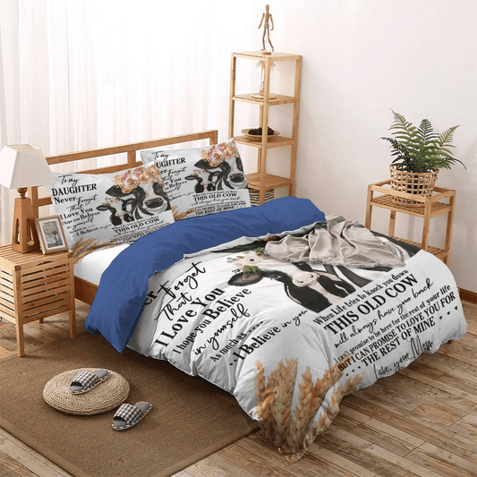 Daughter Bedding set, Cow Queen Size Bedding Set, Cow Farmer Soft Duvet Cover Set, To My Daughter Cow Bedding Set, Gifts for Cow