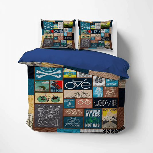 Cycling Soft Duvet Cover Set, Old Timey Bicycle Bedding set, KKV Cycling My Bike Is Calling Bedding Set, Gifts for Cycling