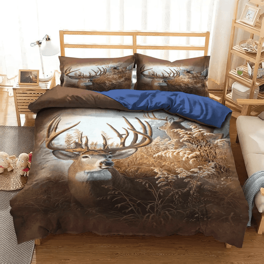 Deer Bedding set, Funny Hunting Queen Size Bedding Set, Christmas Deer Soft Duvet Cover Set, Hunting Deer Bedding Set, Gifts for Hunting