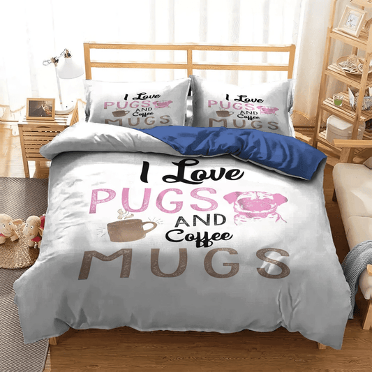 Funny Pug Dog King Size Bedding Set, Pug Lover Bedding set, Pug Soft Duvet Cover Set, Cute Pug Queen Size Bedding Set, Pug Bedding Set, Gifts for Pug