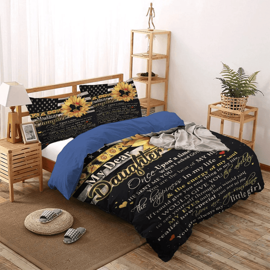 Personalized 3-piece Duvet Cover Bedding Set  Sunflower Daughter When I Asked God For An Angel Bedding Set, Gifts for Sunflower