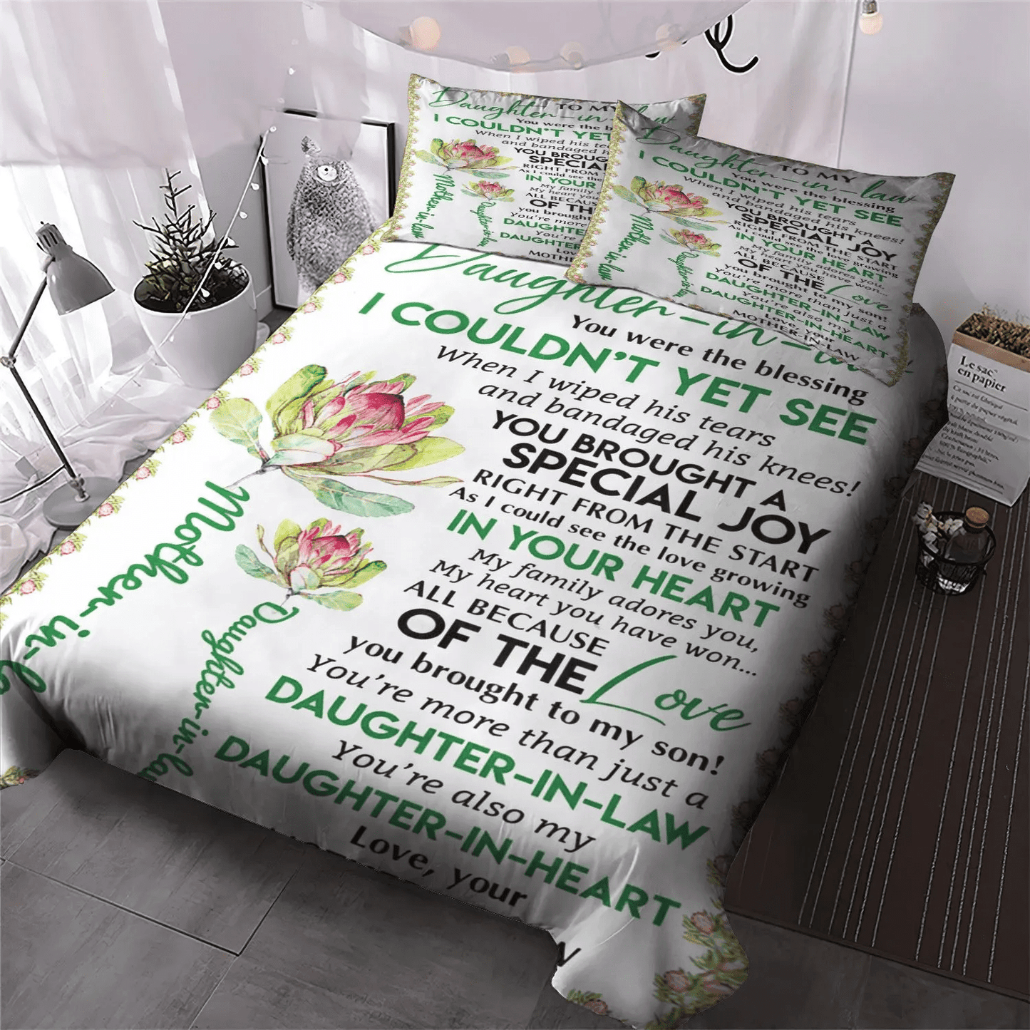 Daughters Bedding set, Giraffes Make My Daughter Happy Soft Duvet Cover Set, Daughter King Size Bedding Set, Daughter Bedding Set, Gifts for Daughter