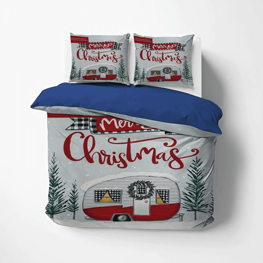 Personalized 3-piece Duvet Cover Bedding Set  Family Camping King Size Bedding Set, Camping Bedding set, Camping Merry Christmas Bedding Set, Gifts for Camping