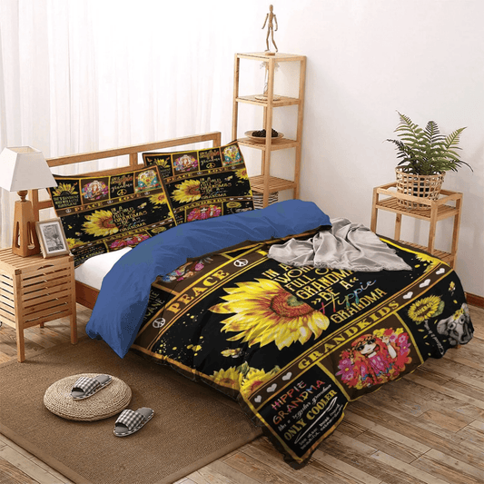 Sunflower Lover King Size Bedding Set, Flowers Soft Duvet Cover Set, Sunflower Hippie Grandma Bedding Set, Gifts for Hippie