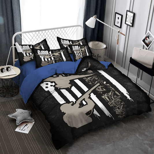 Funny Hunting Soft Duvet Cover Set, American Flag Deer Hunting King Size Bedding Set, Waterfowl Hunting Bedding Set, Gifts for Hunting