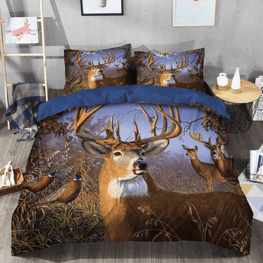 Dear Deer Stag Head Bedding set, Deer Lover Soft Duvet Cover Set, Funny Hunting Queen Size Bedding Set, Deer Hunting Bedding Set, Gifts for Hunting