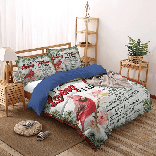 Cardinal Good Soft Duvet Cover Set, Parenting King Size Bedding Set, Cardinal Bedding set, Cardinal Daughter To Mom Bedding Set, Gifts for Mother