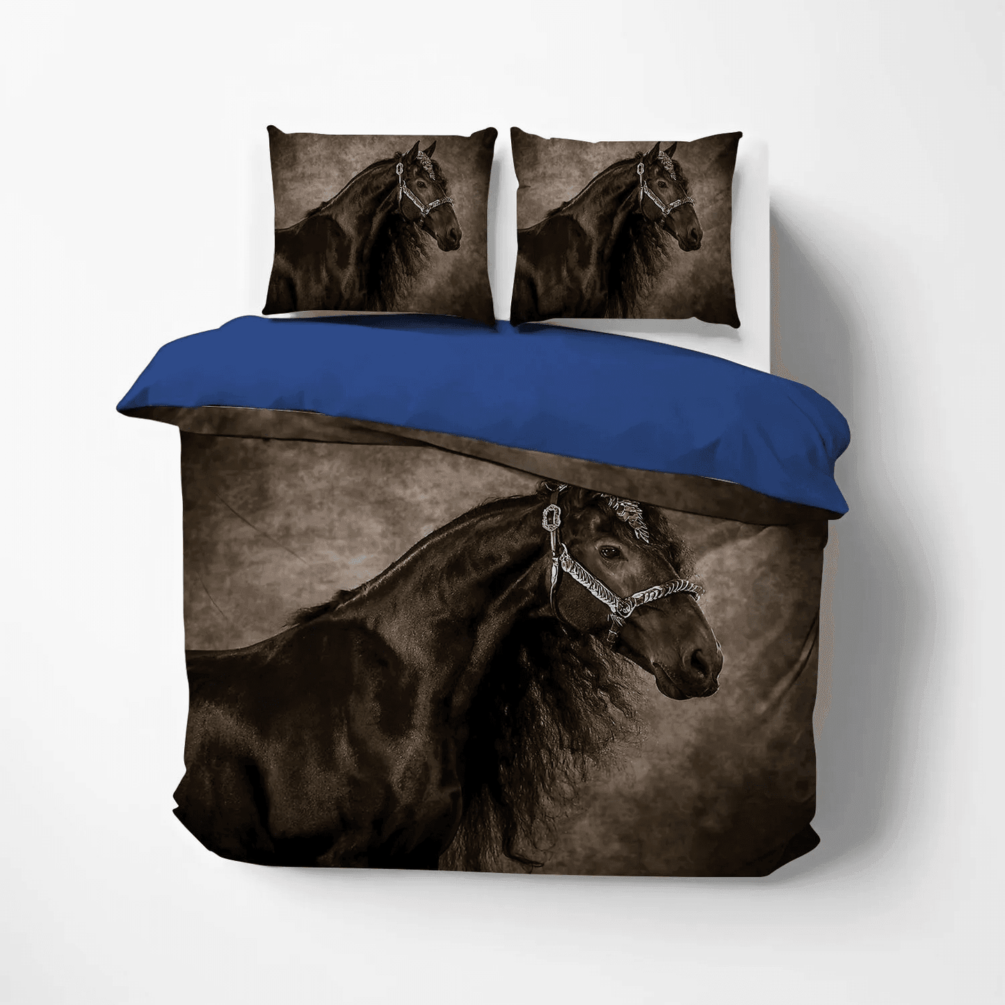 Abstract Horse Bedding set, Horse In Motion Soft Duvet Cover Set, Aslan Friesian Horse PTS Bedding Set, Gifts for Horse