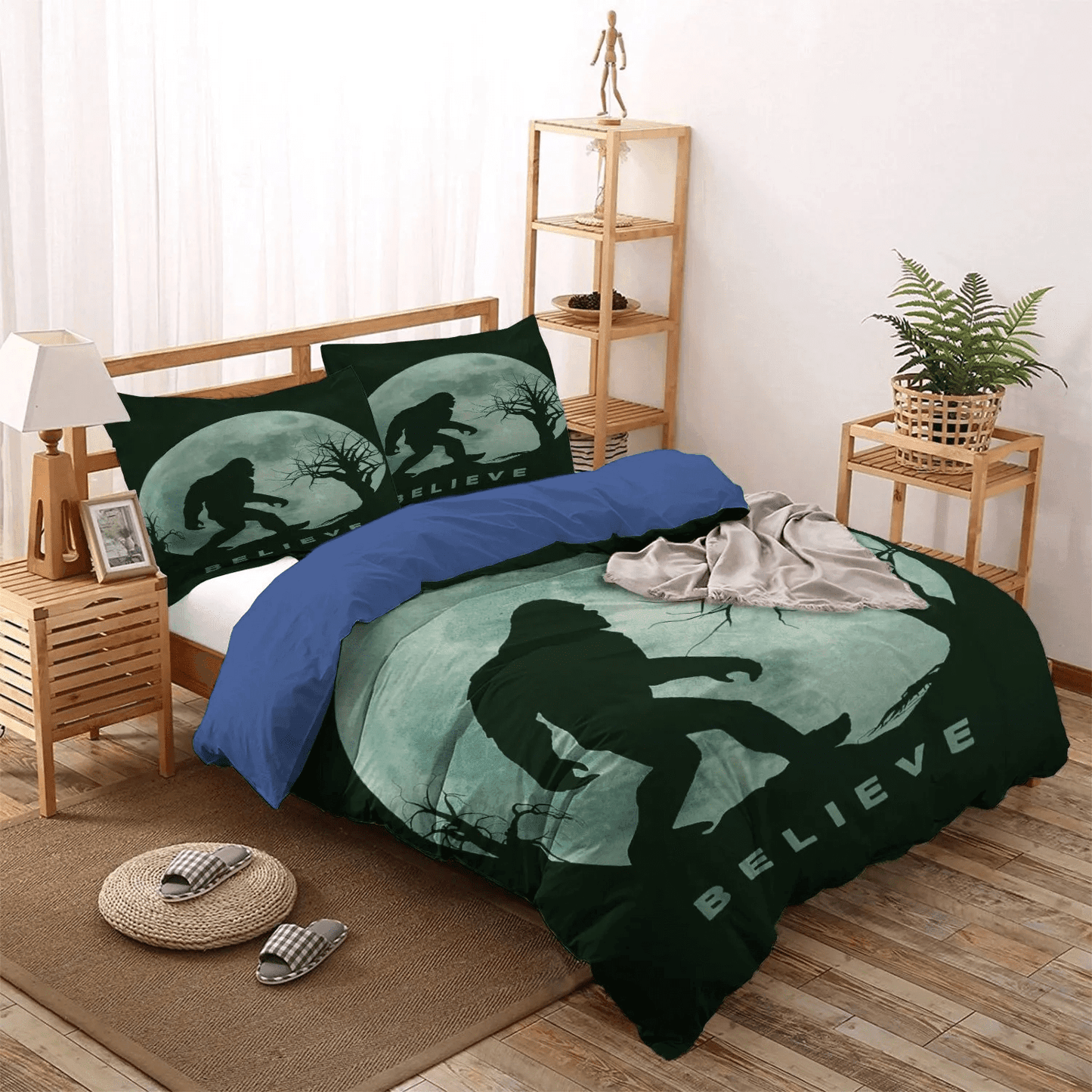 Bigfoot Soft Duvet Cover Set, Camping Matching King Size Bedding Set, Camping Bigfoot Bedding Set, Gifts for Camping